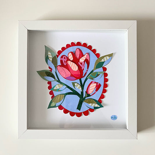 "Petals in Red" | original framed collage